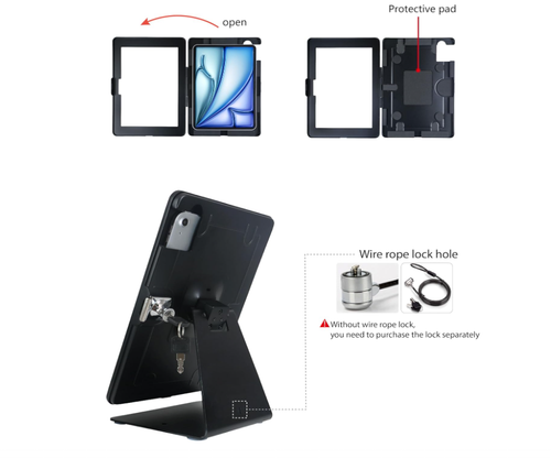 Desktop Anti-Theft Security Kiosk Stand Holder Enclosure for 11'' iPad Air(M2) 2 - Photo 5/7