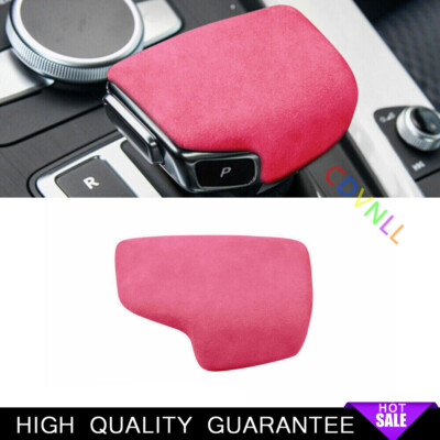 Gear Shift Knob Shifter Lever Trim For Audi A4 A5 Q5 Q7 2016-22 Pink Alcantara