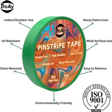 5 Rolls Fine Line Tape, Automotive Painters Tape 1/16", 1/8", 1/4", 1/2", 3/4"