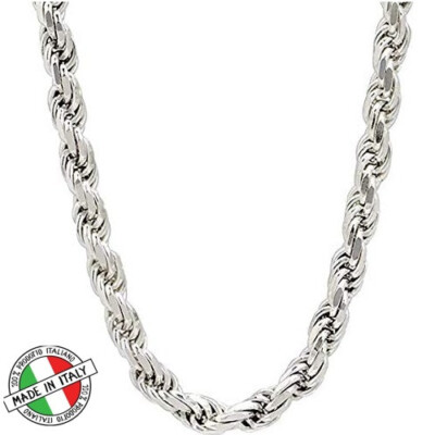 Italienische 925 Sterlingsilber 6 mm Massives Seil Diamantschliff Twist Link Halskette 24,0