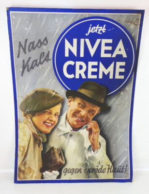 Vintage NIVEA Cardboard Sign Against Brittle Skin Nivea Cream 1930s Advertising Collectors