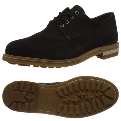Clarks CUSHION PLUS Foxwell Hall BLACK SUEDE Shoe MEN UK-9 G 