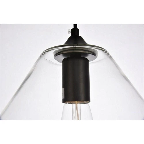 Living District Placido 1-Light Transitional Metal Pendant in Black and Clear - Picture 4 of 6