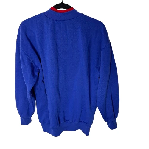 复古 90 年代 80 年代运动衫女式 M 码蓝色圣诞节丑陋的圣诞老人雪烟囱 — 第 2/4 张图片