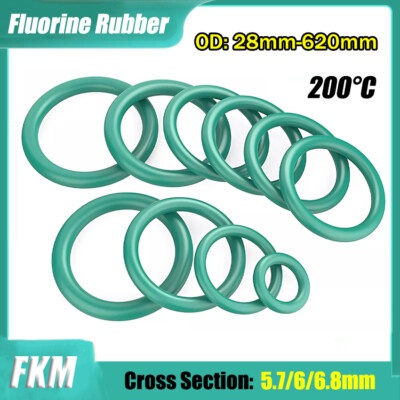 5.7/6/8.6mm Cross Section FKM Fluorine Rubber Oil Seals O-Ring 28-620mm OD Green
