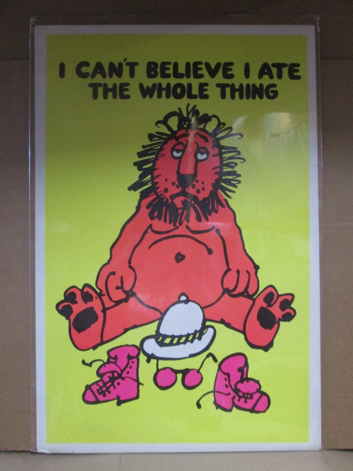 Vintage Black Light Poster I can't believe I Ate The Whole Thing 1970s Inv#G7519