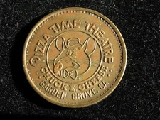 1981 25c CHUCK E CHEESE TOKEN * BRASS * PIZZA TIME THEATRE * GARDEN GROVE, CA