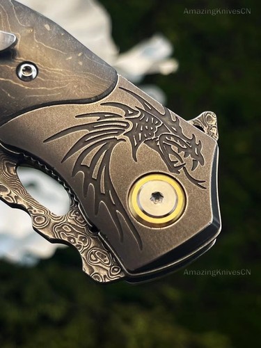 VG10 Damasco Acero Cuchillo de Bolsillo Cuchillo de Caza Supervivencia Plegab... - Imagen 5 de 14