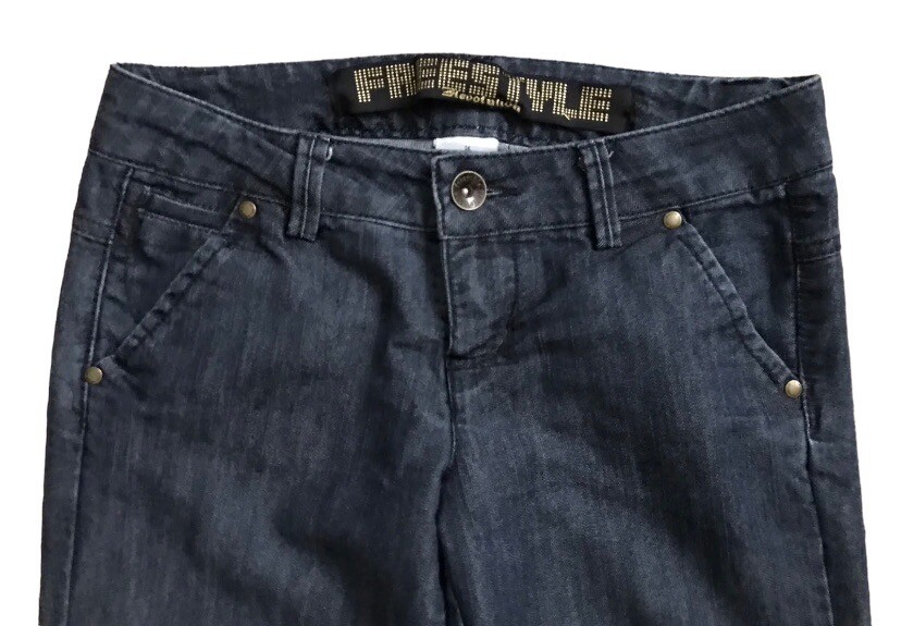 FREESTYLE Womens Size 3 Capri Cropped Dark Wash Denim Blue Jeans 27