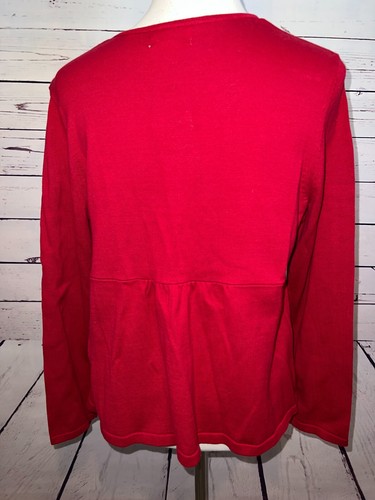 Christopher and Banks Pullover Knit Sweater Shirt Large Babydoll Red White NWT - Picture 4 of 7