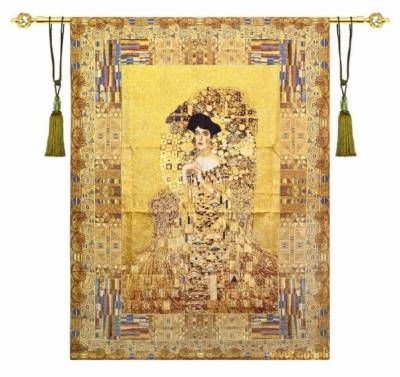 Tenture Murale Gustav Klimt - Dame à L'éventail - Coton Art Nouveau - 39x39 Pouces