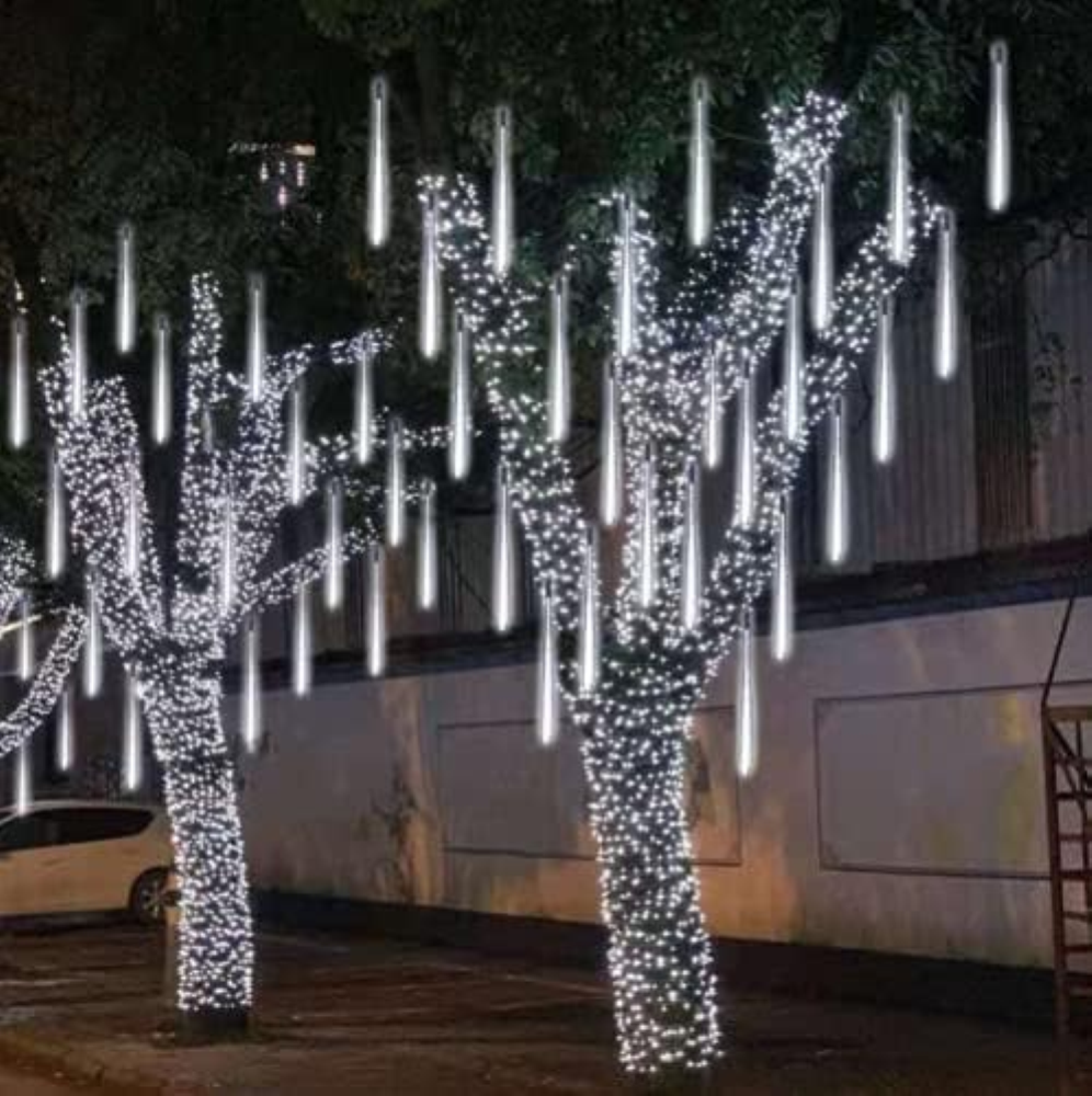 192 luci LED solari meteorite doccia pioggia albero stringa luce giardino festa