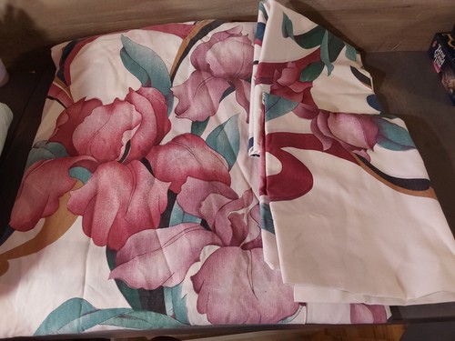 Vintage Full Size 4pc Sheet Set Flat Fitted 2 Pillowcases Large Purple Orchids