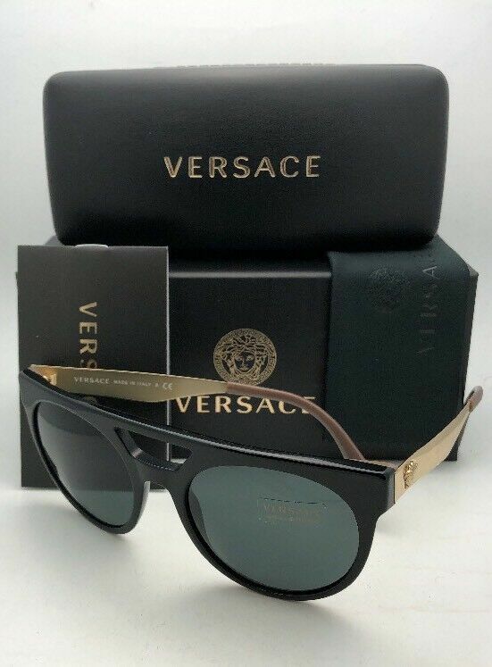 New VERSACE Sunglasses VE 4339 5248/87 55-20 Black & Gold Frame w