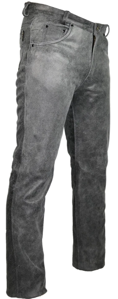 Herren Motorrad Lederhose in Grau Lederjeans Bikerhose Bikerjeans 5 Pocket  - Bild 1 von 4