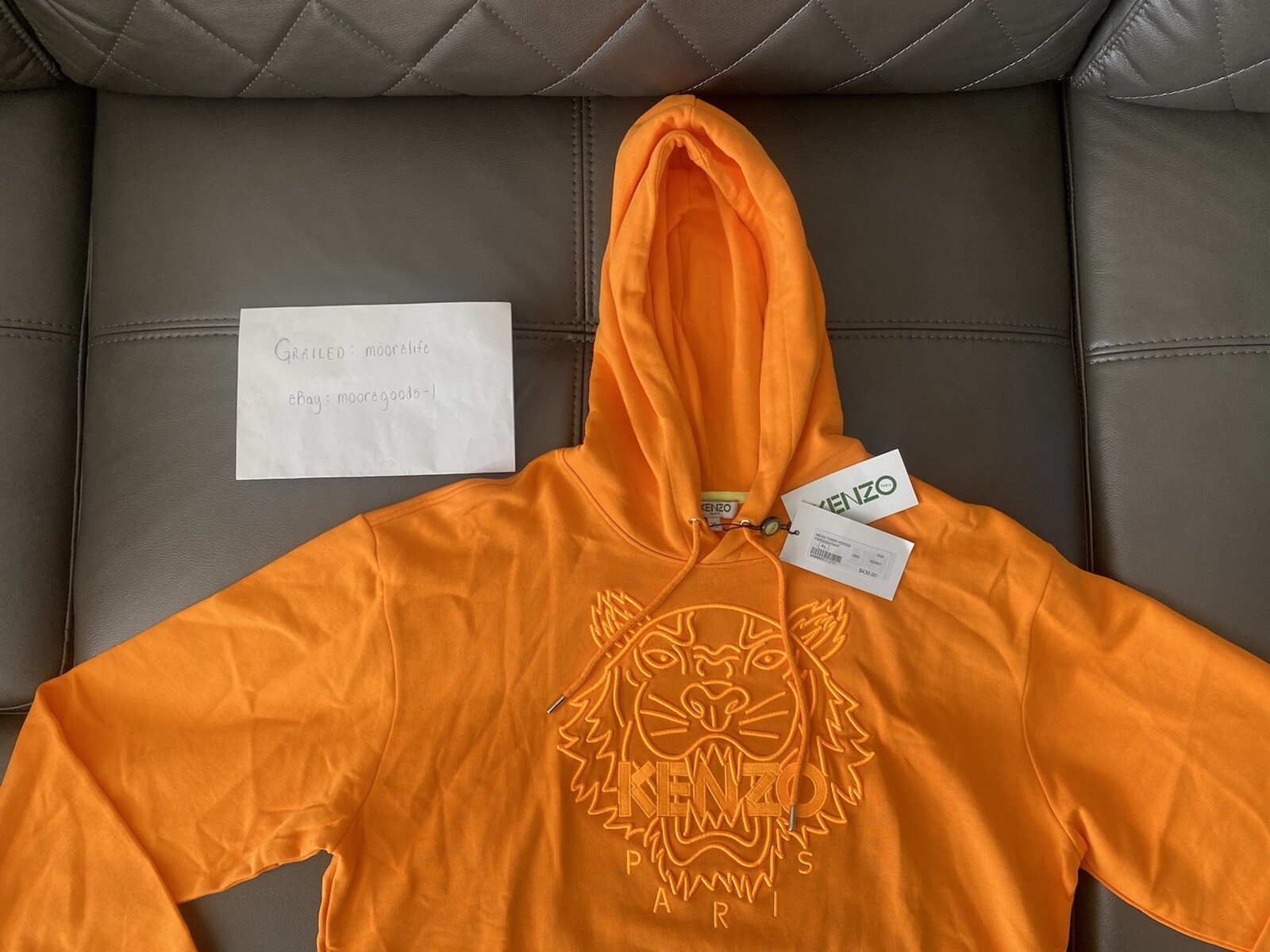 Kenzo Orange Neon Tiger Hoodie | Size 