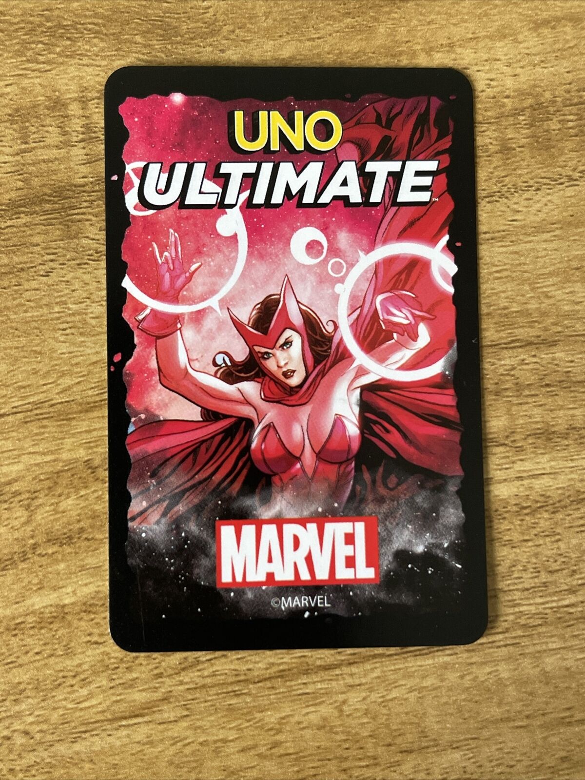 UNO Ultimate Marvel Card Game Add-On Pack with Scarlet Witch Character Deck  & 2 Collectible Foil Cards