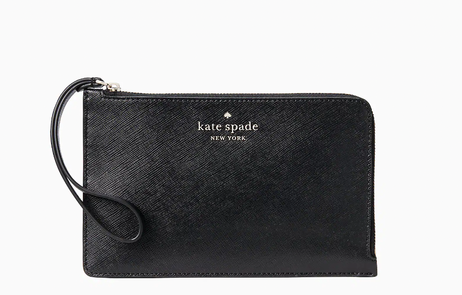Kate Spade staci medium wristlet leather wallet black New