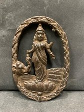 Alt Vintage Selten Handgefertigt Einzigartig Hindu Göttin Lakshmi Guss Figur