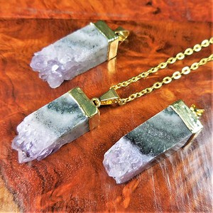 Authentic Amethyst Druzy Square Pendant (Gold Plated) Jewelry Supply