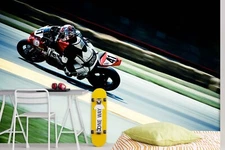 3D Motorcycle Race Person Road Self-adhesive Removeable Wallpaper Wall Mural1