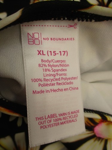 No Boundaries Size XL (15-17) Girls Unlined Wireless One-Piece Swimming Suit 3K - Picture 5 of 5