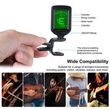 Digital Guitar Tuner Clip On Ukulele Tuner A0-C8 Tuning Range LCD Displa ZBAU