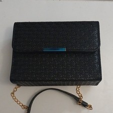 Womens Black Woven Crossbody Clutch Clasp Clo...