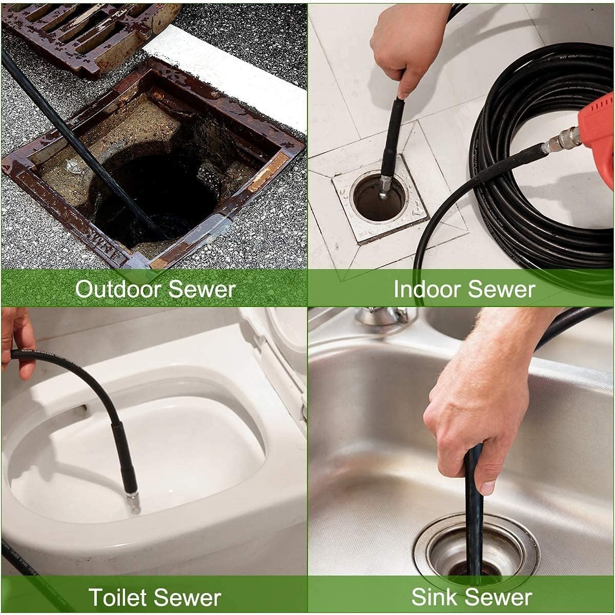 High-Pressure 25 FT Sewer Jet Hose Kit with Quick Connect and Ultimate Nozzles