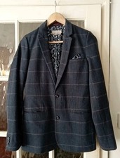 John Lewis Heirloom Boys Age 13 Tweed Blazer Jacket Navy Blue Check Wool Blend