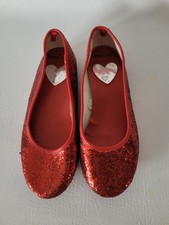 Girl's Dorothy Wizard of OZ Ruby Red Sparkle Slip On Size 2 Costume Dress Shoes