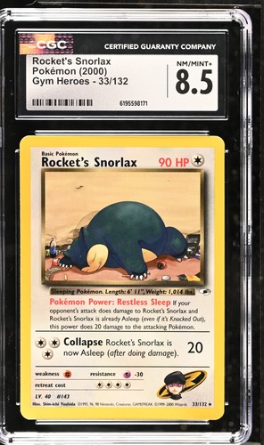 Rocket's Snorlax (Unlimited) graded CGC 8.5 for sale on eBay