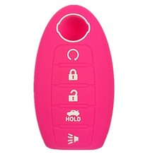 Silicone Key Fob Cover Fit for Nissan 5 Button Pink 1