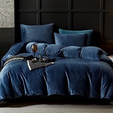 WARMDERN Navy Flannel Velvet Duvet Cover King Size Duvet Cover Bedding Sets, ...