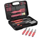 18 Pc BBQ Grill Tool Kit Spatula Tongs Brush Great Gift Barbeque Set with Case