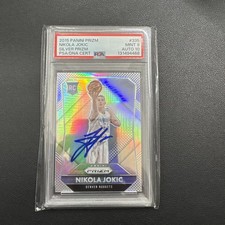 2015 Panini Nikola Jokic Silver Prizm PSA 9 /10 Auto Joker Rare ! Hard Signed