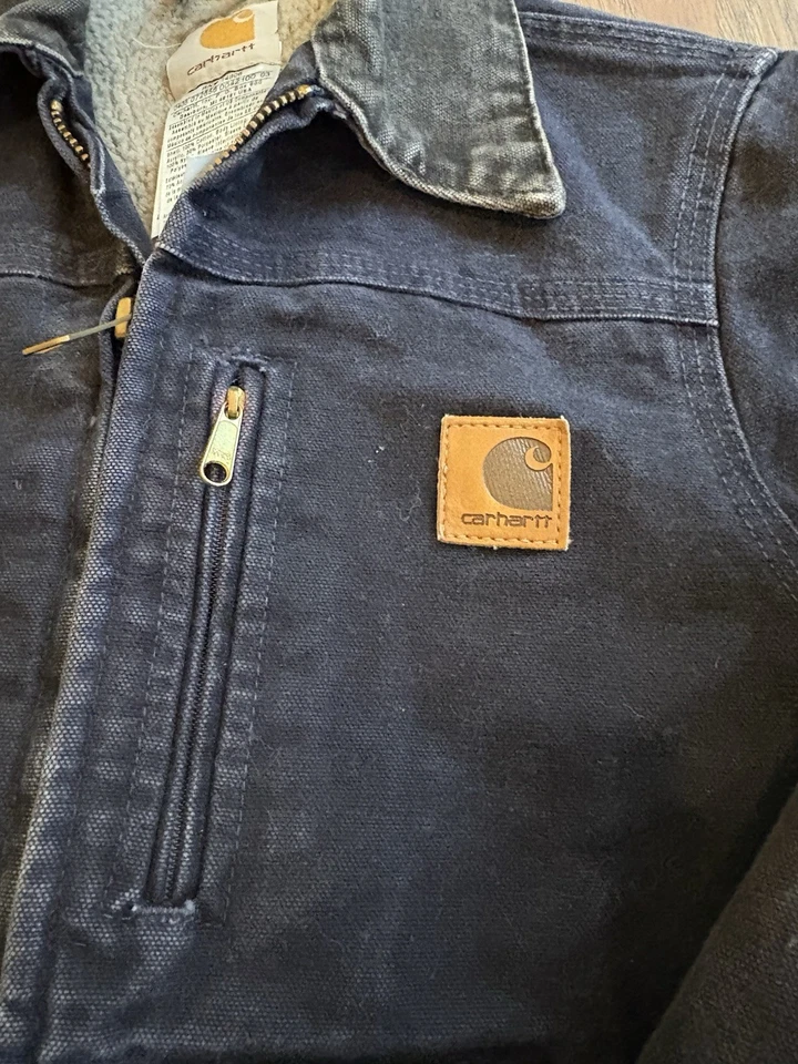 Chaqueta de Trabajo Vintage Juvenil Carhartt Cremallera Lona Tareas Años 90 Azul Talla M Ropa de Trabajo Foto 2 de 4