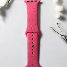 Watermelon Pink Engraved Apple Silicone Watch Band-42,44,45,46,49MM ML