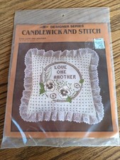 New Sealed Vintage Love One Another Candlewicking Embroidery Pillow Kit 14 X 14