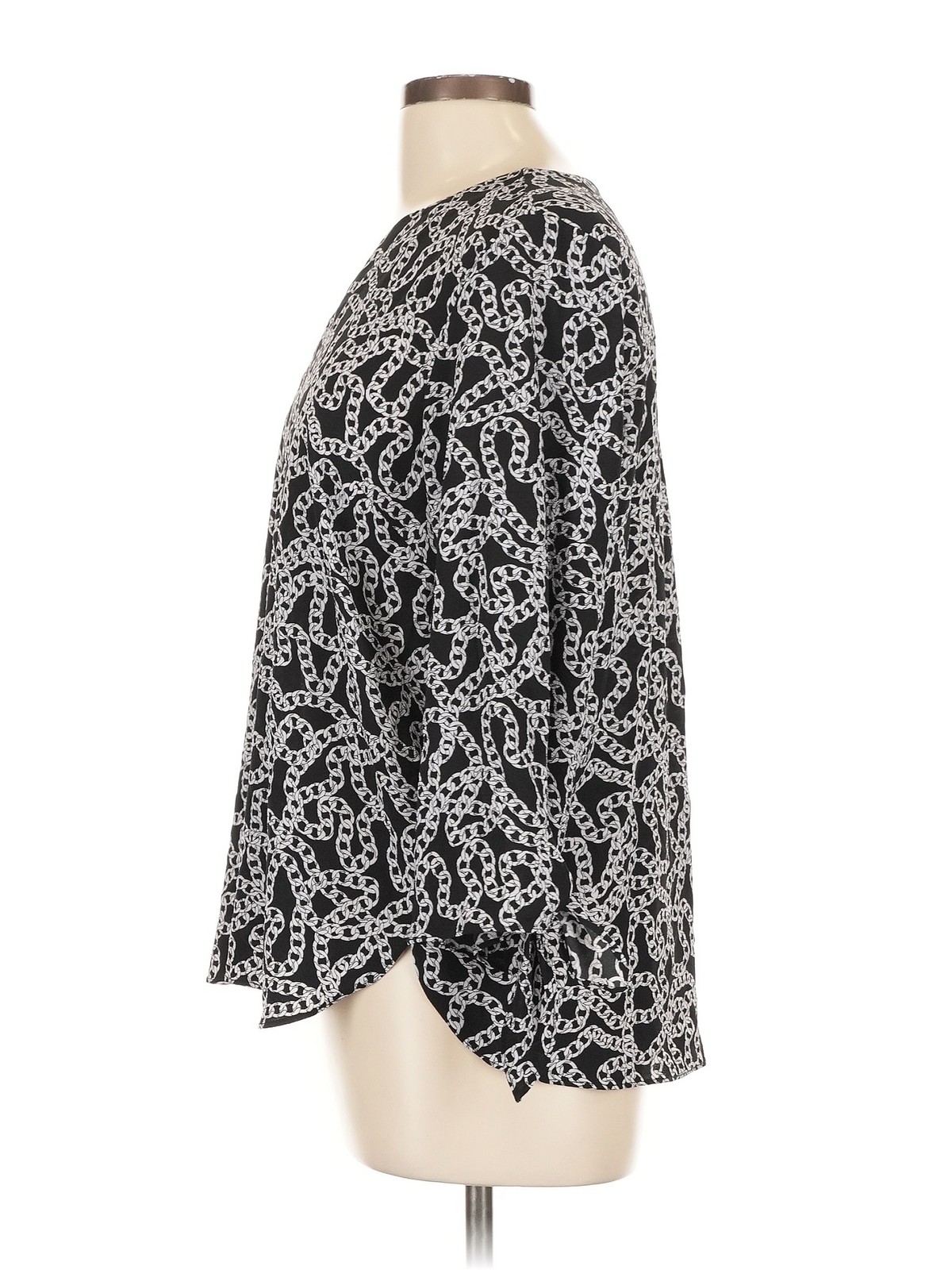 MICHAEL Michael Kors Women Black 3/4 Sleeve Blouse L thumbnail 4