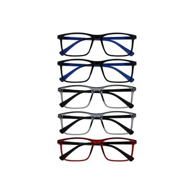 TRADE SHOP TRAESIO Set 5 Occhiali Da Lettura Montatura Media Rettangolari Uomo Donna Cerniere Molla
