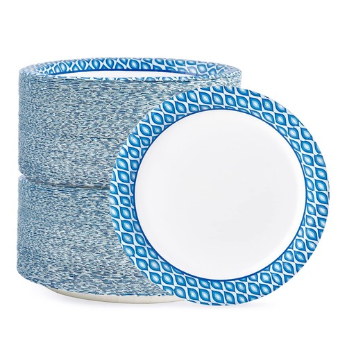 8.375 Inch Disposable Paper Plates, 300 Count Soak and Cut Proof Printed Pape...