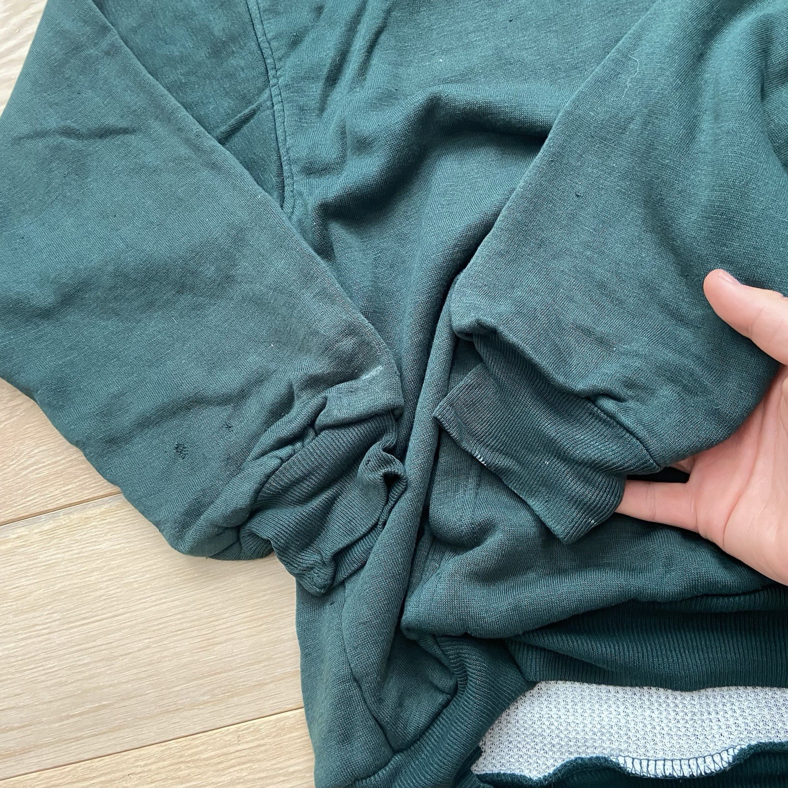 Vintage Green Waffle Knit Lined Basic Editions Ho… - image 2