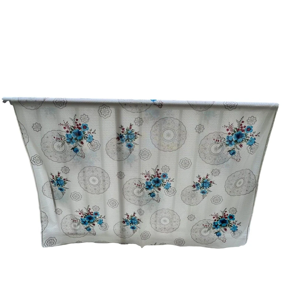 "Mantel boho rectangular de colección con adornos de encaje floral azul textura barroca satinado 62x90""" Foto 2 de 4
