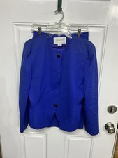 Vintage 80s Christian Dior THE SUIT Size 8 Cobalt Blue 100 Wool Excellent