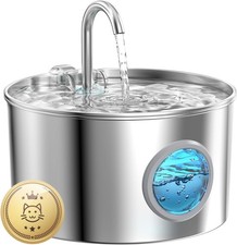 Cat Water Fountain for Drinking: Stainless Steel Cat Fountain - 2.2L Water Fount