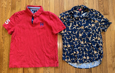 Lot 2 Mens Short Sleeve Casual Dress Shirts Size Large Tommy Hilfiger And Guess