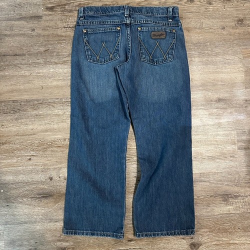 Wrangler Boys Retro Relaxed Bootcut Jeans Size 10 Husky Adjustable Dark Wash - Picture 5 of 5