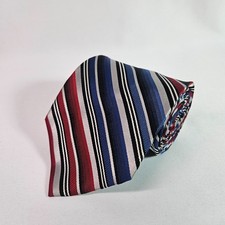 Stafford 100 Silk Hand Made Men Tie Red Blue Stripes 4" x 60"