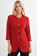 Vintage ST MICHAEL Wool Womens Longline Blazer Jacket Red Size 16 M&S Y2K Retro